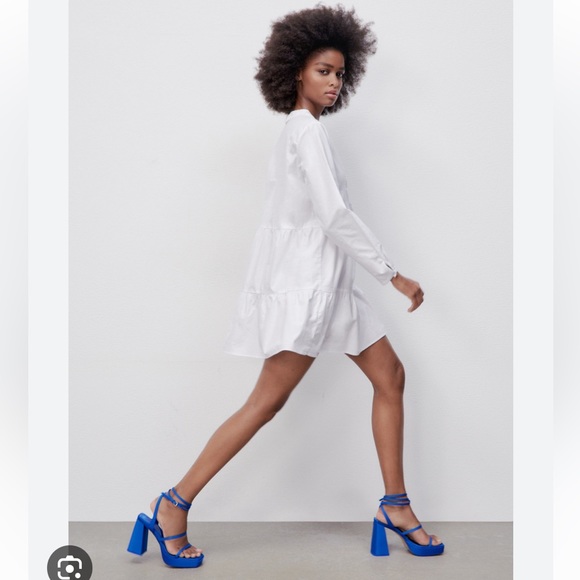 Zara white tiered oxford dress - Picture 5 of 8
